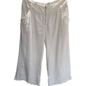 INC. LinenRayon Capri Zipper Front, Frayed Hem & waist